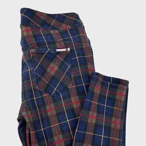 Nygård Luxe Slims Navy Plaid Stretch Jegging Pants Womens Med 10-12 Slim Leg